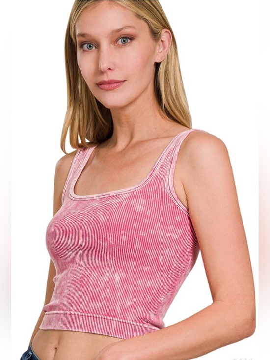 Zenana Outfitters Tops - NWT Zenana Pink Ribbed Tank Top - Stretch Scoop Neck Crop